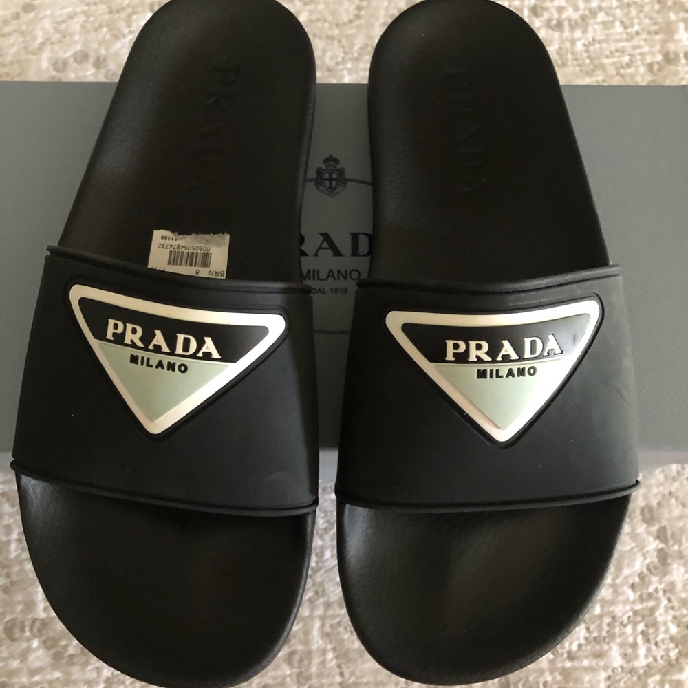 New Prada black slides sz 37